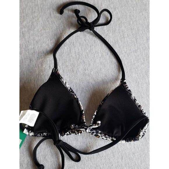 SEEKERS AUSTRALIA BLACK WHITE GOLD ANIMAL PRINT BIKINI TOP NWT - Picture 2 of 10